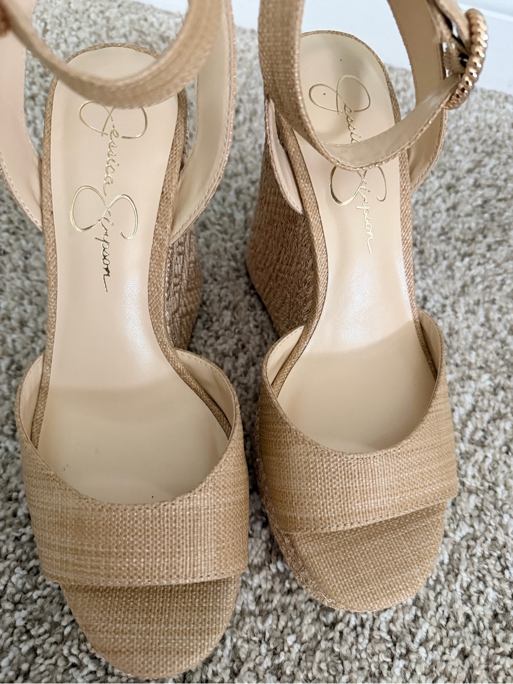 Jessica Simpson Tan Woven Platform Wedge Sandals - Picture 8 of 8